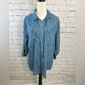 English Laundry Blue Chambray Button-Up Shirt Size L Great Pre-Owned Condition